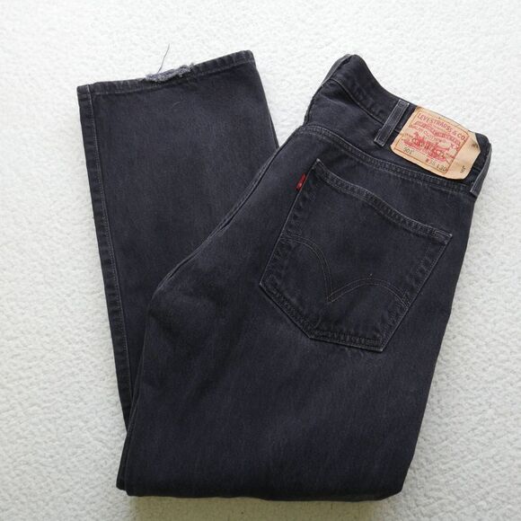 Vtg Levi's 501-0660 Jeans Mens 36x30 Y2K 2000s Black Button Fly Straight Leg - Picture 11 of 16